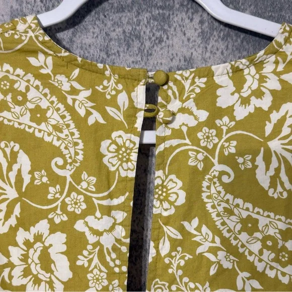 Anthropologie long sleeve v neck cotton dress olive tones green dress yellow - Picture 11 of 16